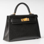 Hermès Mini Kelly ii Chamkila Chevre Noir (2)