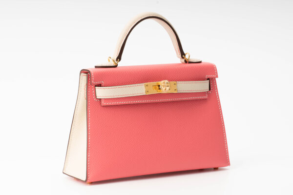Hermès Mini Kelly ii Craie & Rose Azalea Epsom HSS