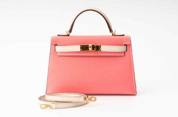 Hermès Mini Kelly ii Craie & Rose Azalea Epsom HSS