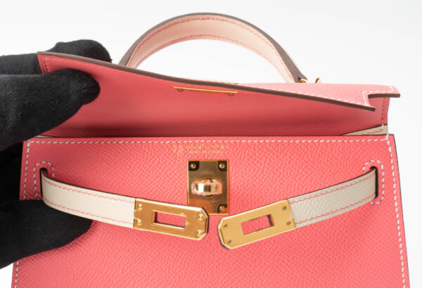 Hermès Mini Kelly ii Craie & Rose Azalea Epsom HSS